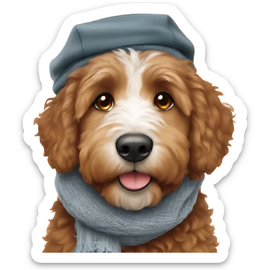 Bernedoodle with University of tennessee hat and scarf sticker