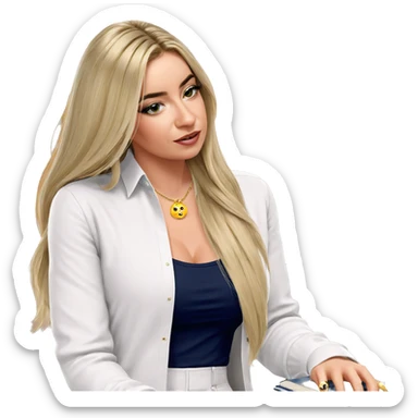 blonde girl with book jewelry sticker