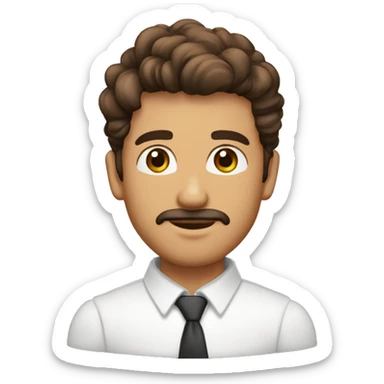 Hombre de 34 años con la cara ovalada,cabello corto,marron y ondulado, ojos verdes y achinados, nariz pequeña y labios finos sticker