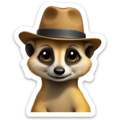 A meerkat with a hat sticker