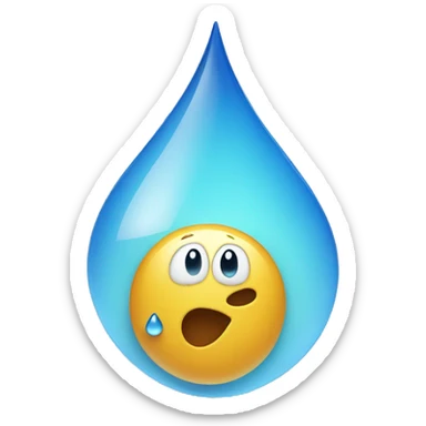 Water drop upon blue heart  sticker