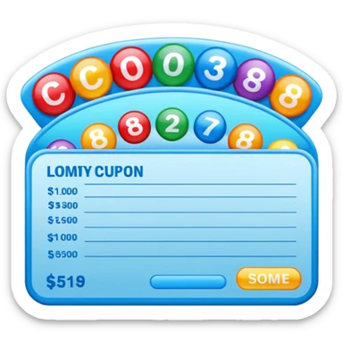 Create 1 blank lottery coupon, clean and colorful, with different header colors and simple grid sections. No numbers, no text sticker