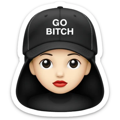 A hat saying “go bitch” sticker