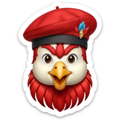 rooster with beret sticker