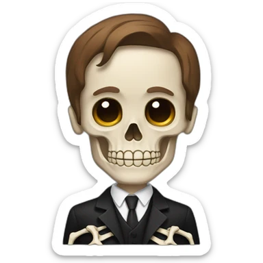 Skeleton in a black suit with Brown hair sticker