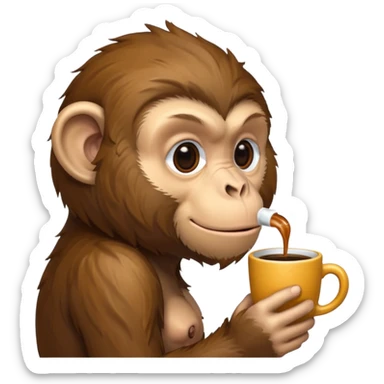 side profile monkey sipping coffee  sticker