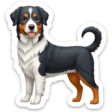 Un chien de chasse, épagneul breton, avec un labrador noir, et un berger Australien bleu merle. sticker