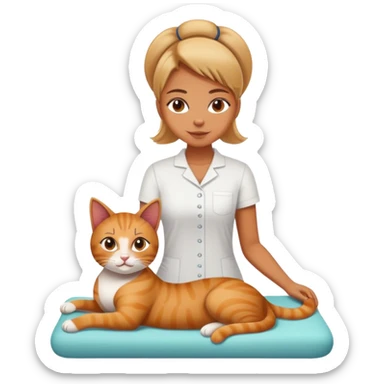 Cats and girl massage sticker