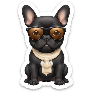  Black French bulldog sunglasses  sticker