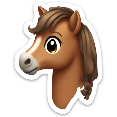 Brown pony wearing a bow sticker