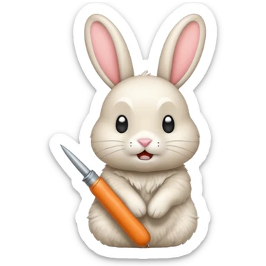Crea un emoji de un conejo enojado con una arma sticker