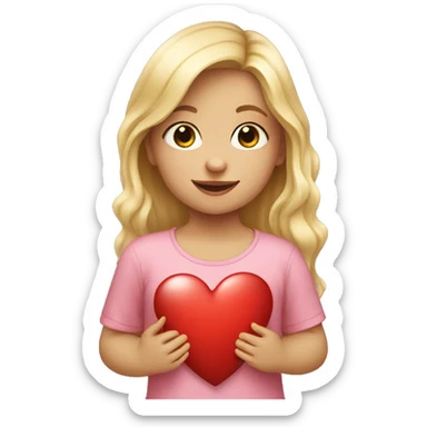 Blonde girl toddler holding a heart sticker