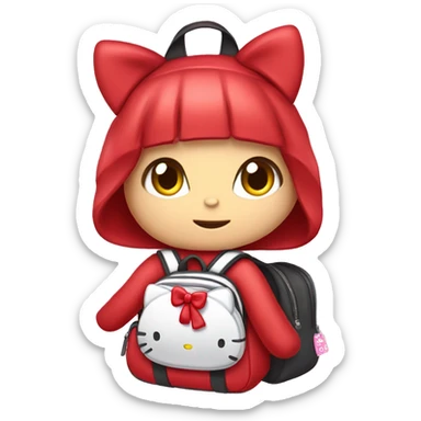 make a cute red hello kitty backpack with her bow on the front sticker