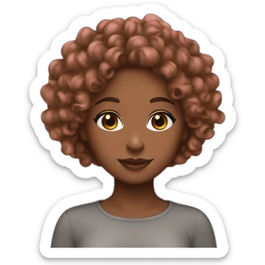 Brown girl curly hair with pink cashmere sticker