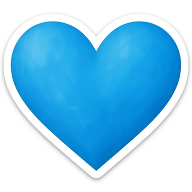heart with a vivid sky blue color, digital illustration sticker