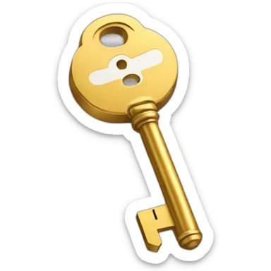 Gold key with question mark sticker