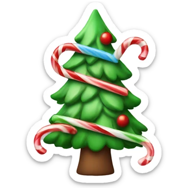 Christmas tree with candy cane sticker