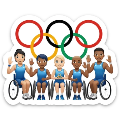 paralympic games avec des athletes disable avec les anneaux sticker