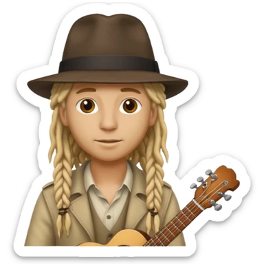 blonde Musician with dreadlocks and fedora sticker