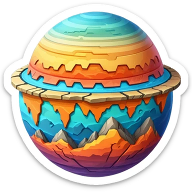Planet separated into layers sticker