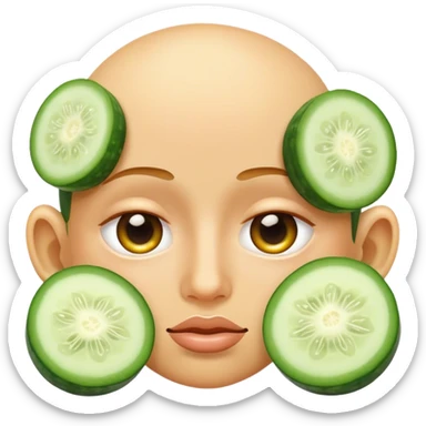 Create a professional Apple Emoji style image of [лицо с огурцами на глазах отдыхающее]. The image should look exactly like an official Apple Emoji that could appear on an iPhone. sticker
