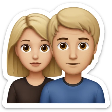couple male dirty blonde hair female dark brown hair sticker