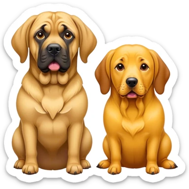 english mastiff and yellow wiener dog sticker