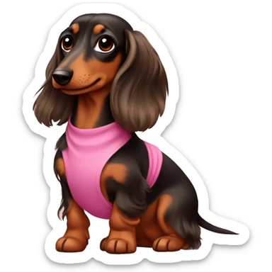 Dachshund long hair with pink dress sticker