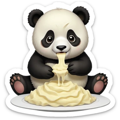 Panda eating mashed potatoes  sticker