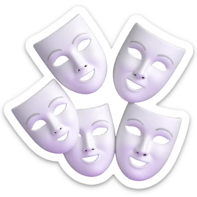 ancient Greek theater masks, classical comedy and tragedy faces, white dramatic theater masks sticker