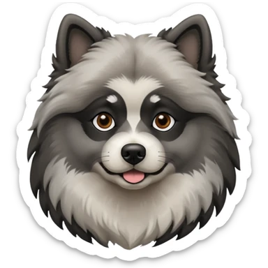 Keeshond with white and black sticker