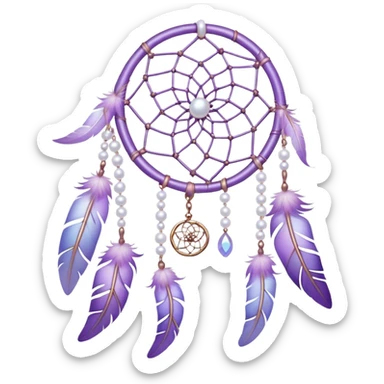 Iridescent Pastel Violet lavender dreamcatcher, white bead pearls  sticker