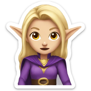 Noble female Elf with Elf ears and blonde hair and purple robes angry sticker