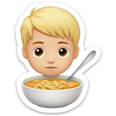 Boy in chicken noodle soup sticker