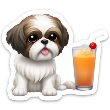Shihtzu drinking boba  sticker
