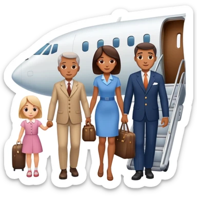 Mother, father and daughter boarding a plane. sticker