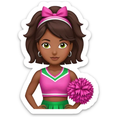 Hispanic woman cheerleader in pink and green  sticker