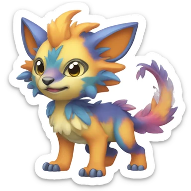 Cute cool colorful fantasy animal hybrid Fakemon full body sticker