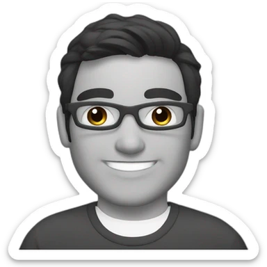 happy computer nerd dark hair without beard sticker