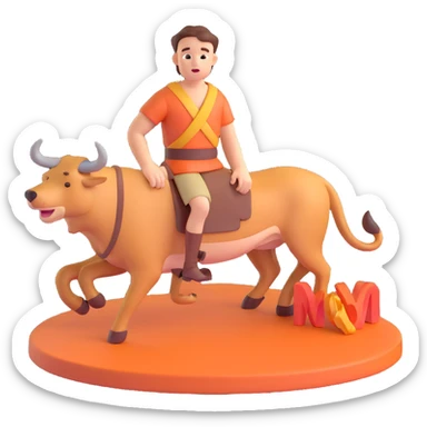 Add a solid black background behind the character, keeping the same 3D cartoon style. Keep all other details unchanged. sticker