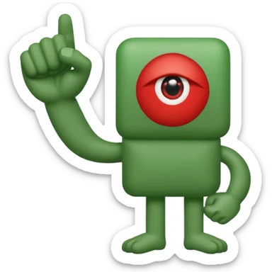 W or L has the appearance of two letters that are combined together, or next to each other. An eye is plastered on each letter, and are attached to legs. The W is green, while the L is red. W’s hand is curled tightly into a fist, and L’s hand is posed in an “L” shape. sticker