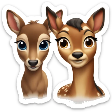 Bambi with brown eyes and faline with blue eyes sticker