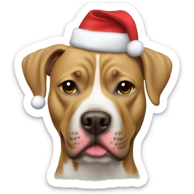 All Tan American Pitbull Mastiff Mixed wearing Christmas hat  sticker