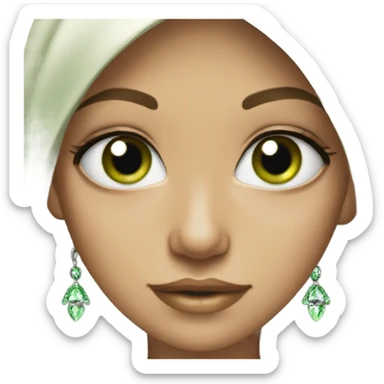elegant brunette green eyed girl with jewellery  sticker