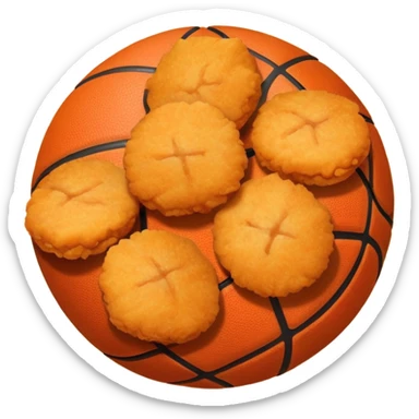 Chicken nuggets with a basketball  sticker