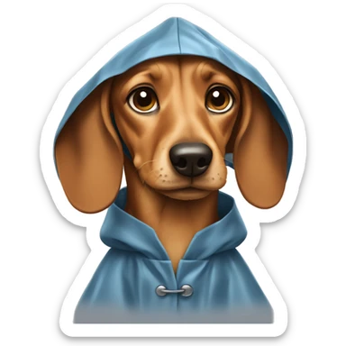 Dacshund dog wearing a rain coat sticker