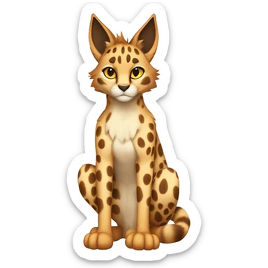 Anthro Beige-Orange-Brown Spotted Fur-Sona-Fakemon Lynx-Caracal-Serval-Cheetah Full Body sticker