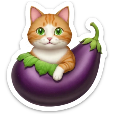 Cat riding an eggplant  sticker