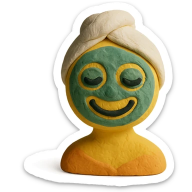 smiley face with a green clay mask, spa treatment sticker