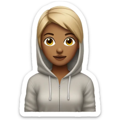 Tan girl with pixie cut and hoodie sticker
